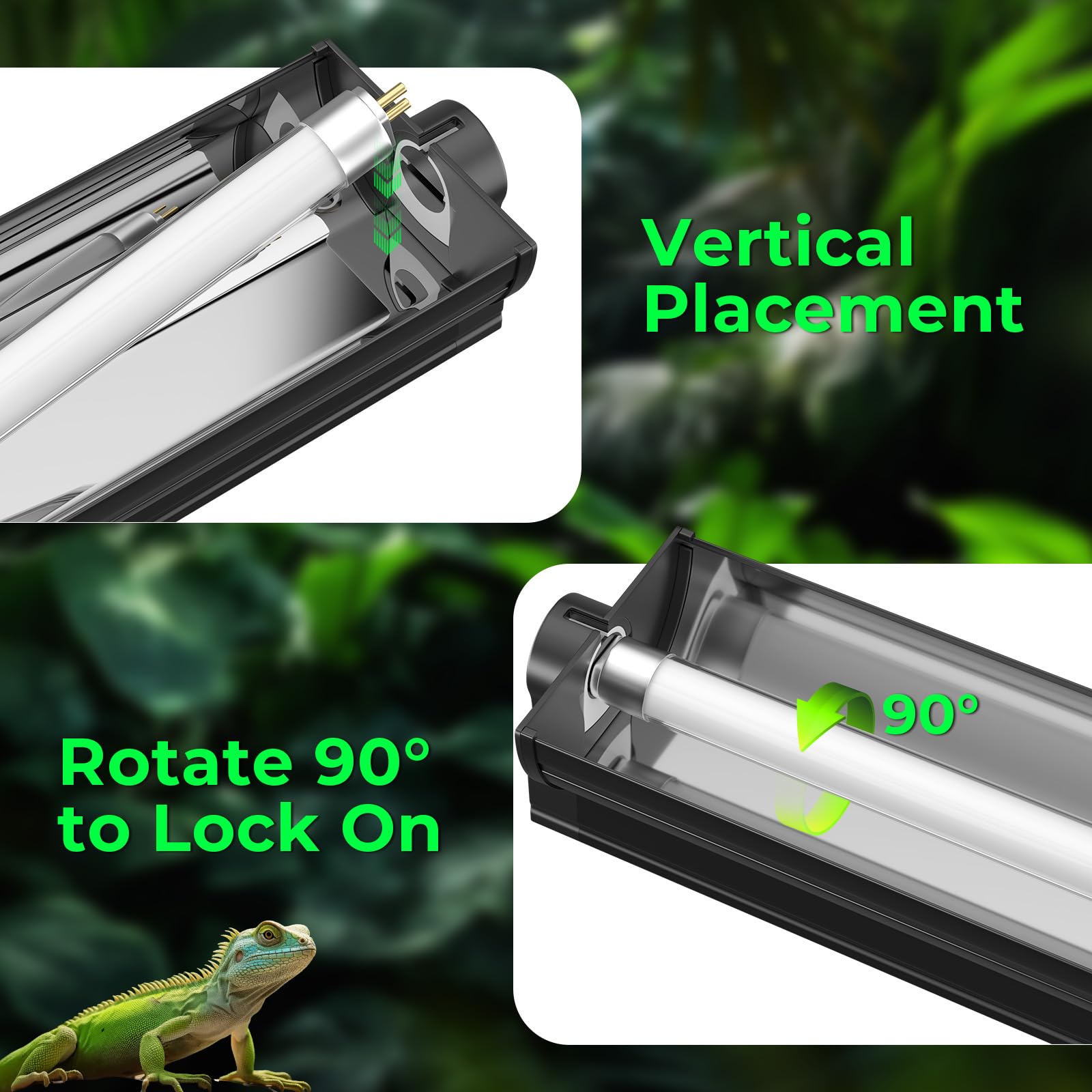 GlowUp easy installation guidance for indoor reptile setups.