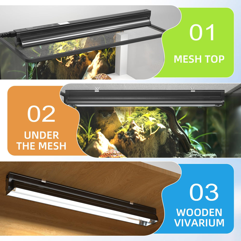 GlowUp UVB spectrum with visible light aids viewing and basking.