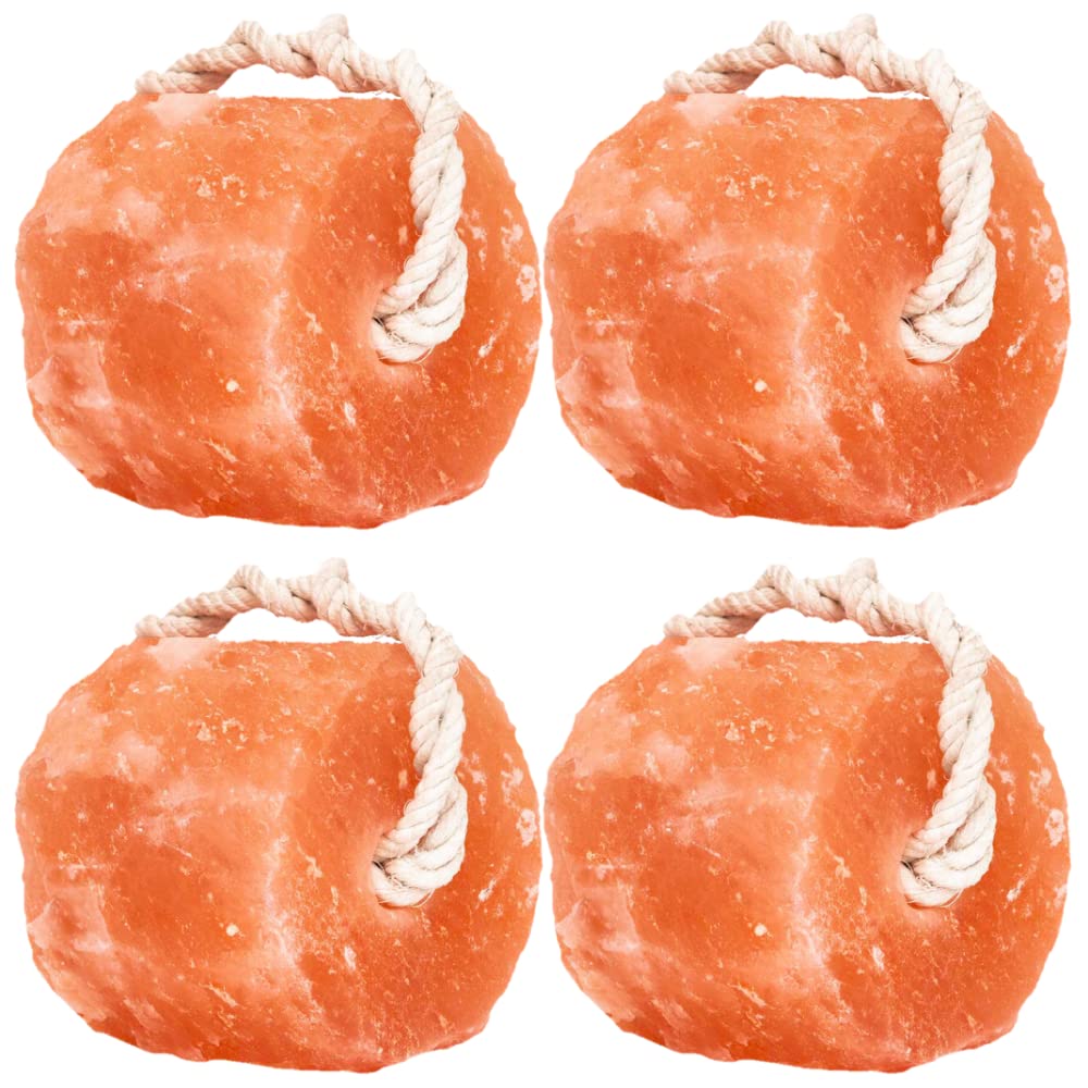 Glowyn Pink Himalayan salt block on rope for horses and livestock hydration support.