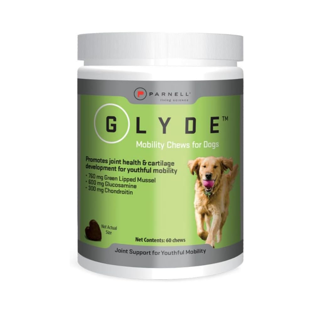 GLYDE Glyde Advanced joint chews bottle highlights mobility support.