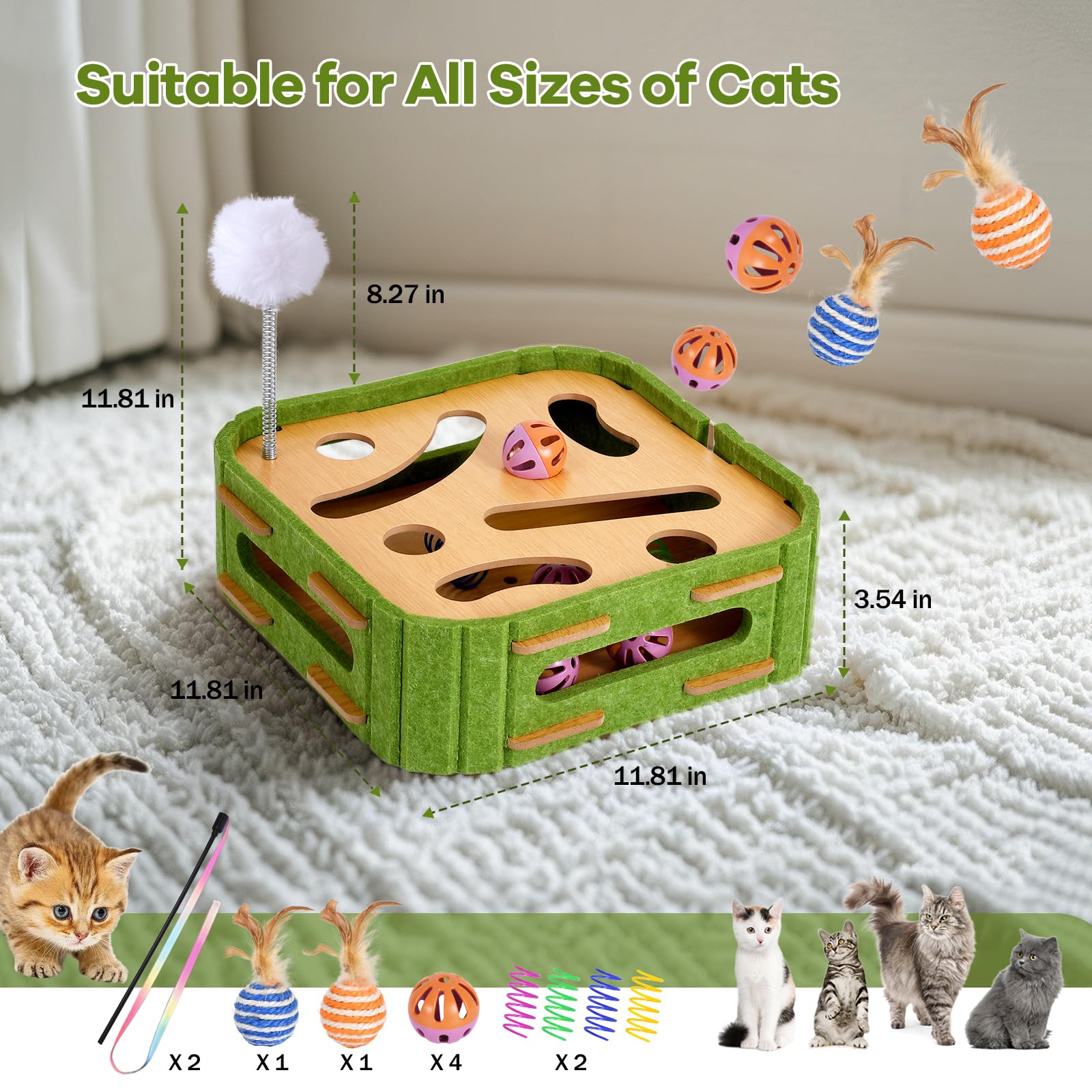 GLYVIAN Cat Puzzle Box Toy durable wood construction for long-lasting use.