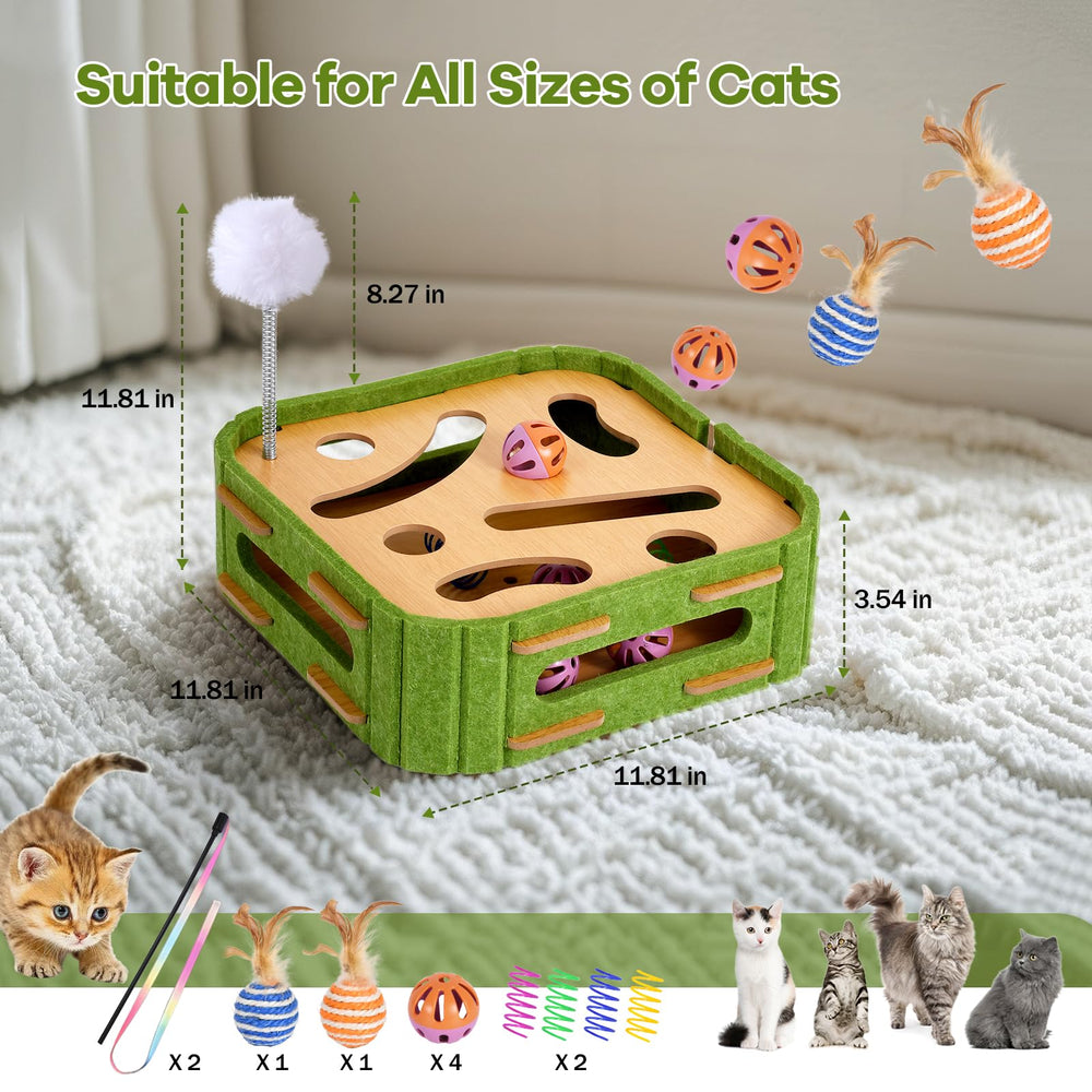 GLYVIAN Cat Puzzle Box Toy durable wood construction for long-lasting use.