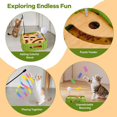 GLYVIAN Cat Puzzle Box Toy feather wand encourages interactive bonding and activity.