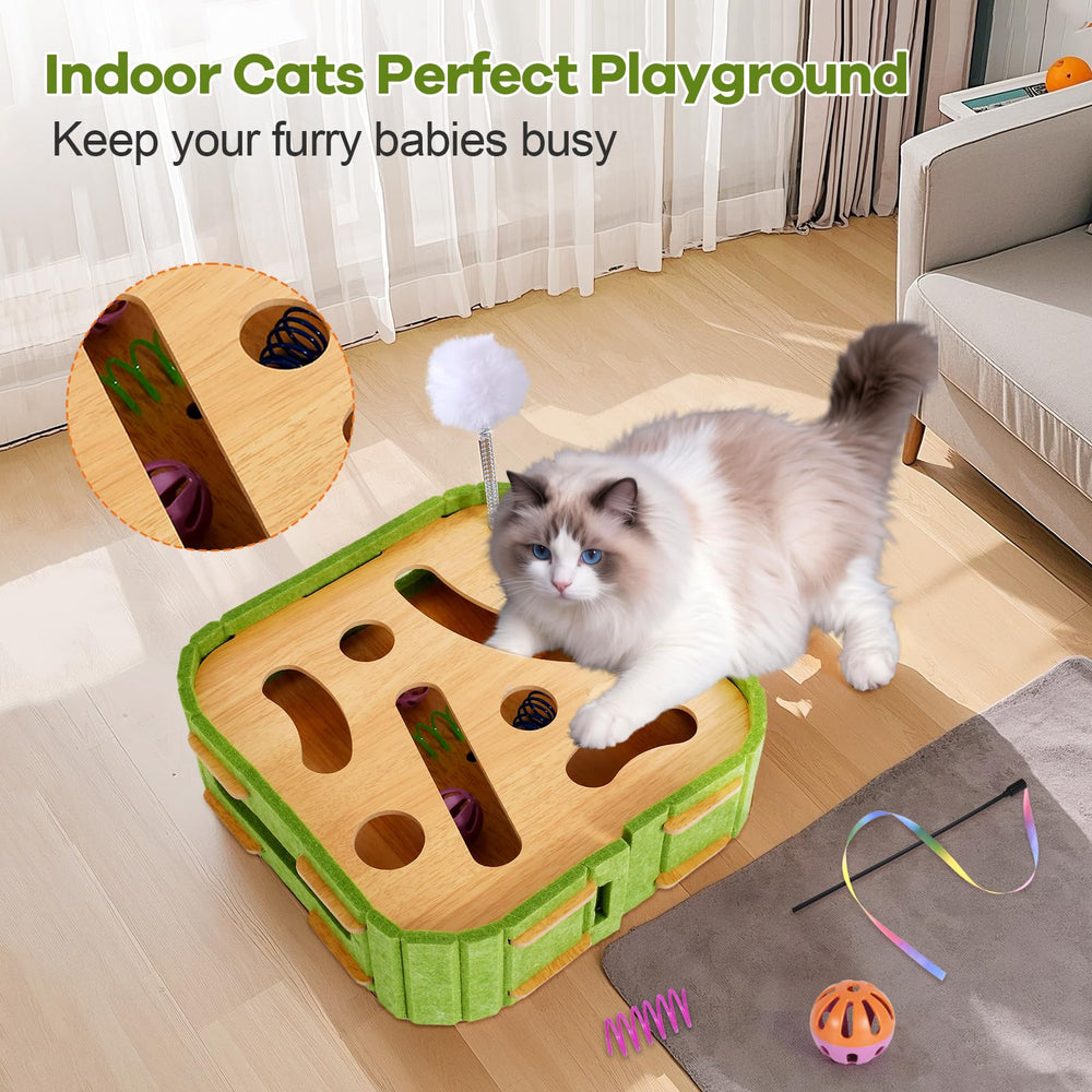 GLYVIAN Cat Puzzle Box Toy with jingle balls stimulates curiosity and playful hunting.