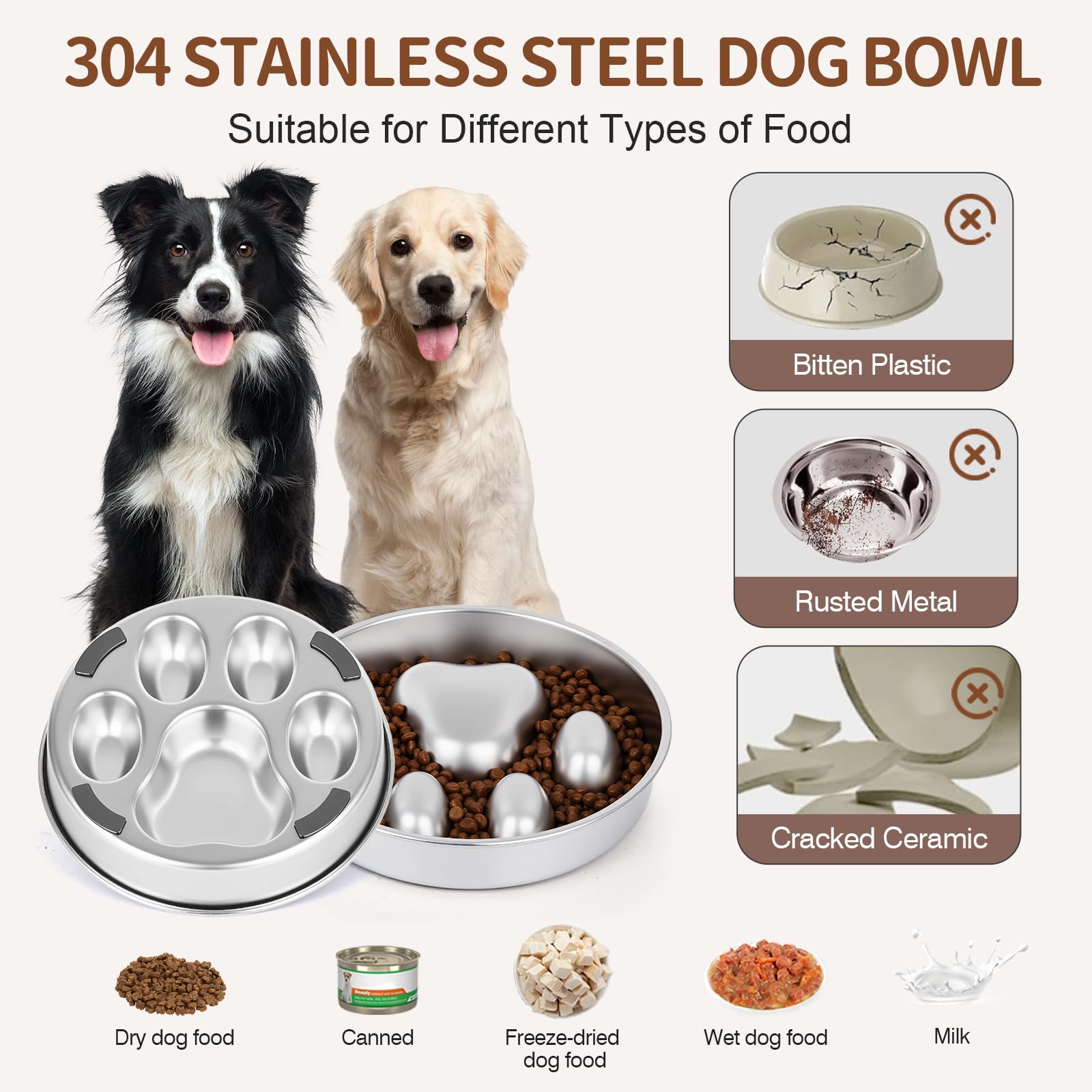 GLYVIAN slow feeder bowl with reversible design for feeding modes