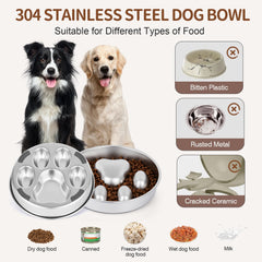 GLYVIAN slow feeder bowl with reversible design for feeding modes