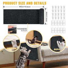 GMEZZO cat-scratch-mat-adhesive-back-install enables tool-free sticking on wood, tile, or glass.