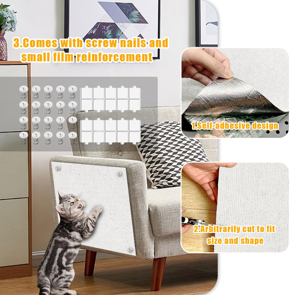 GMEZZO Cat Scratch Mat adhesive backing sticks easily to wood, tile, or glass surfaces.
