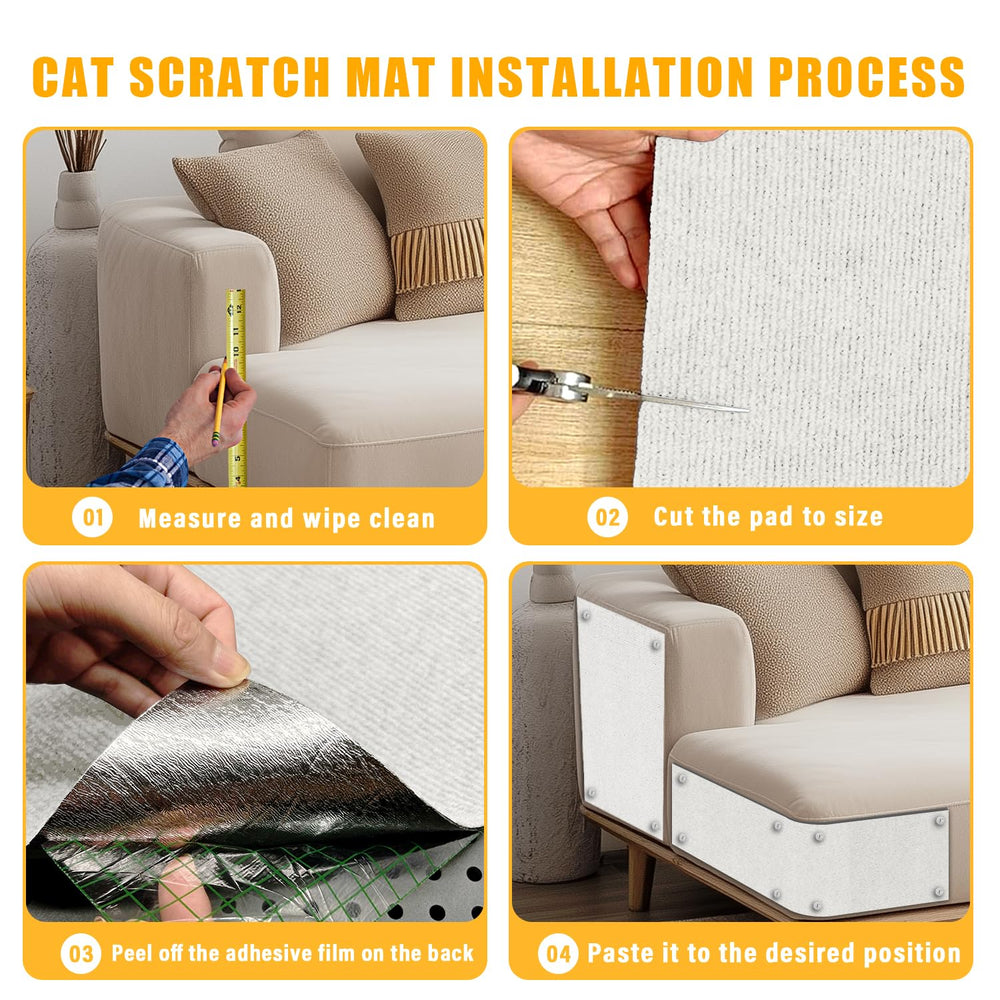 GMEZZO Cat Scratch Mat demonstrates flexible attachment along a wall or edge.