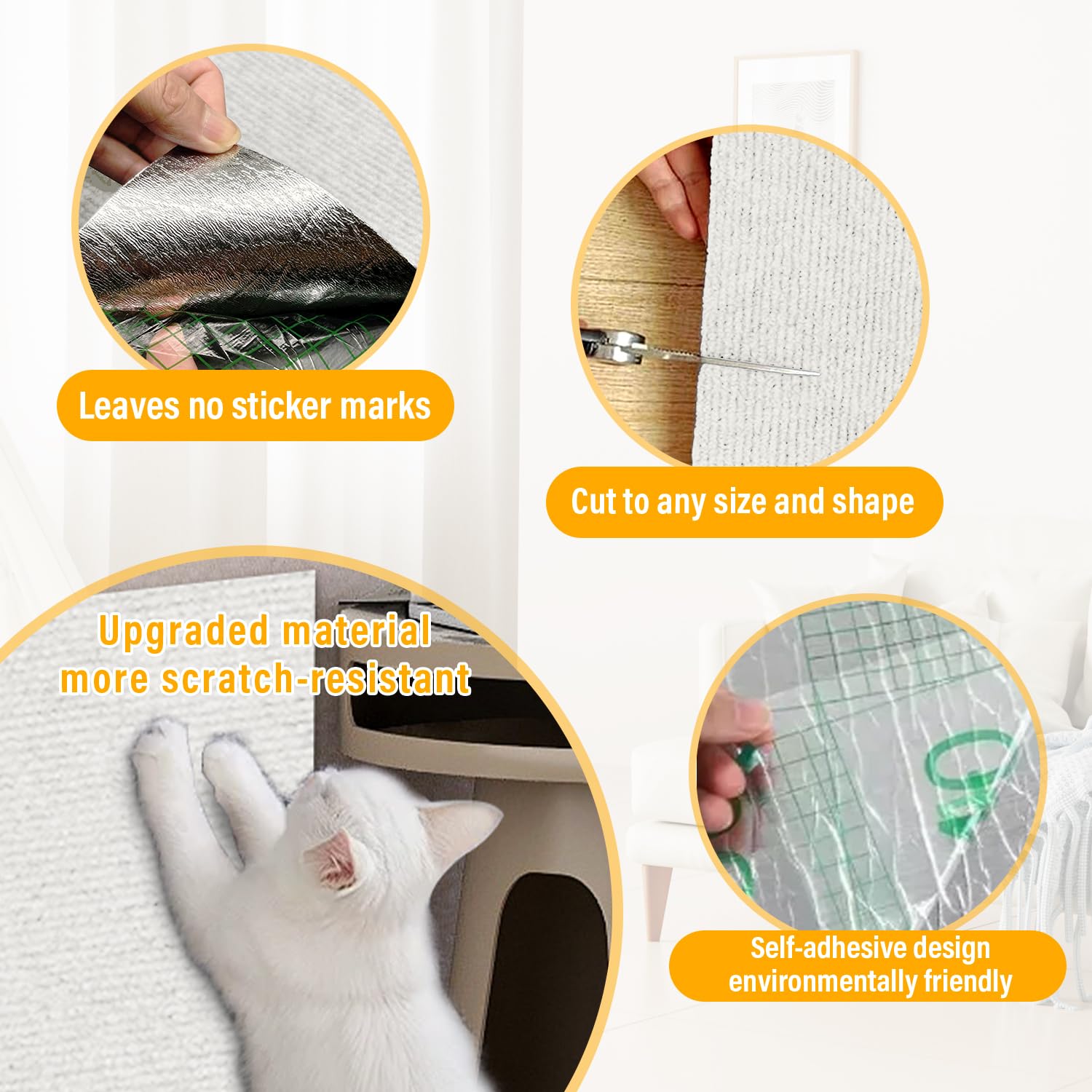 GMEZZO Cat Scratch Mat wear-resistant surface endures cat scratching on furniture.