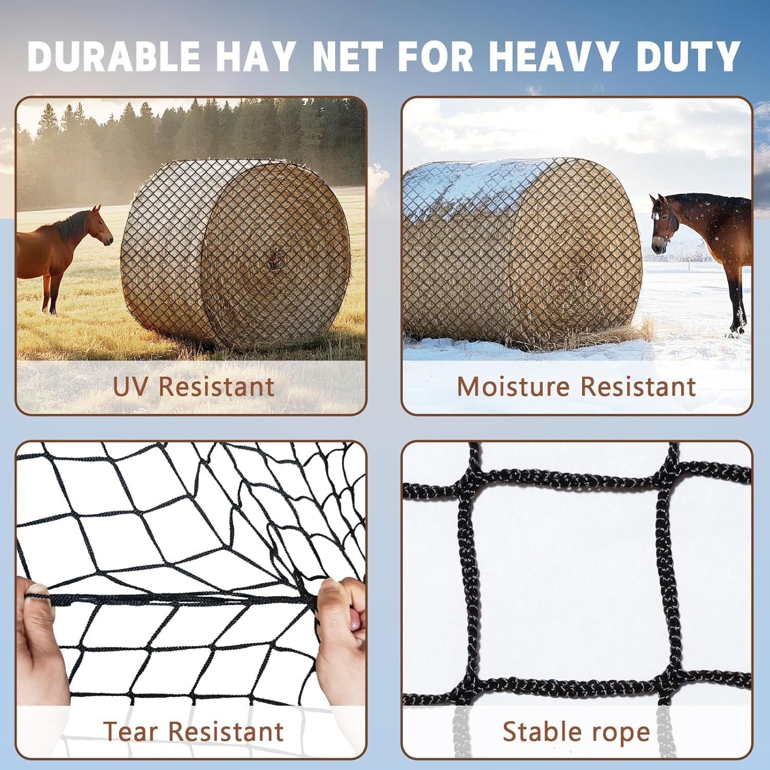 GmTonty knotless hay net 6x6 round bale reduces snagging during loading.