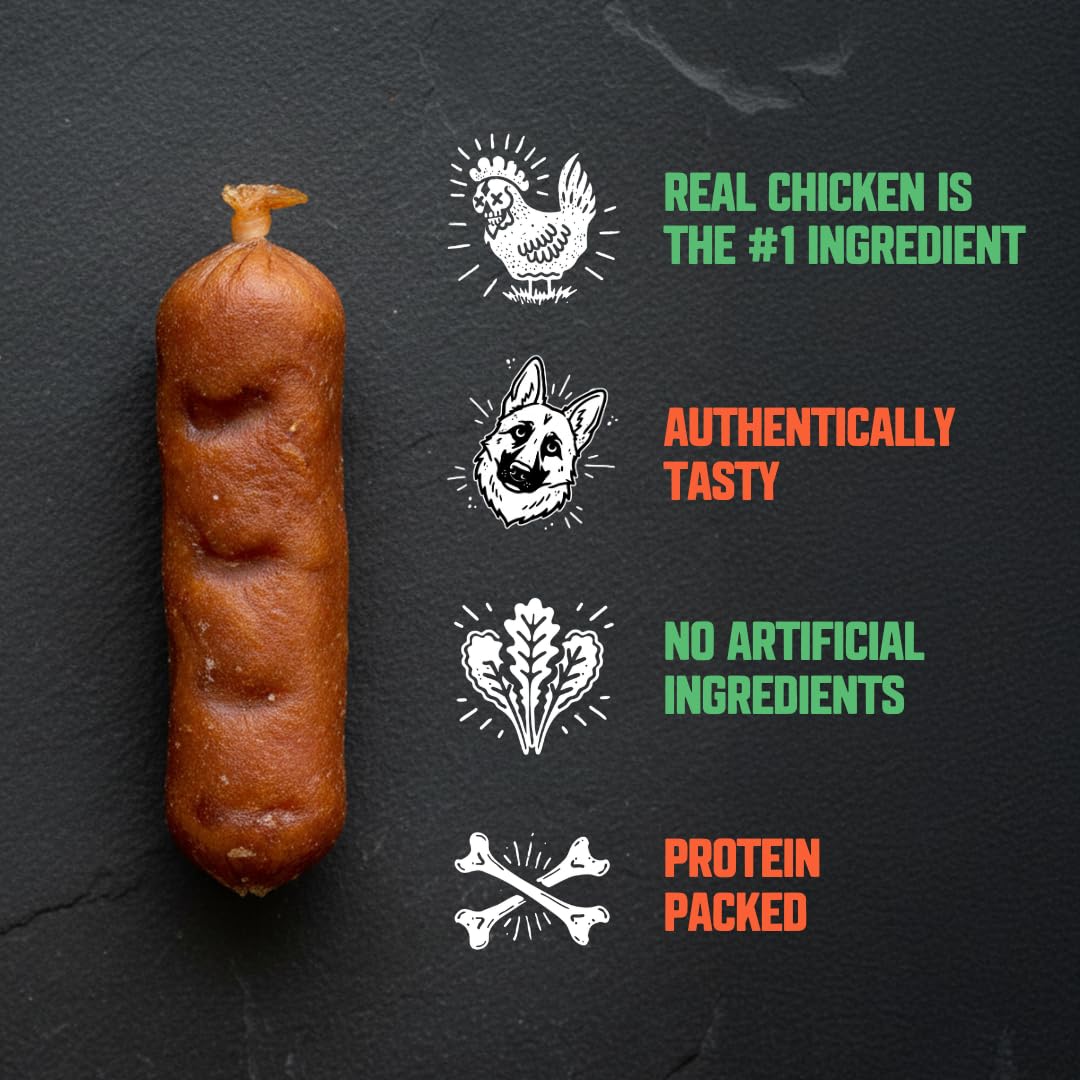 Gnarly Bites Slammin Sausage Dog Treats high-protein snack for active dogs.