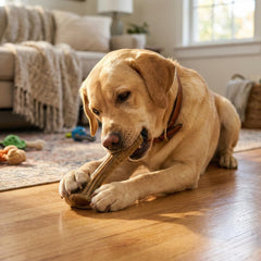 Gnarly Bites The Chew Must Go On dog chewing action demonstrates long-lasting interest
