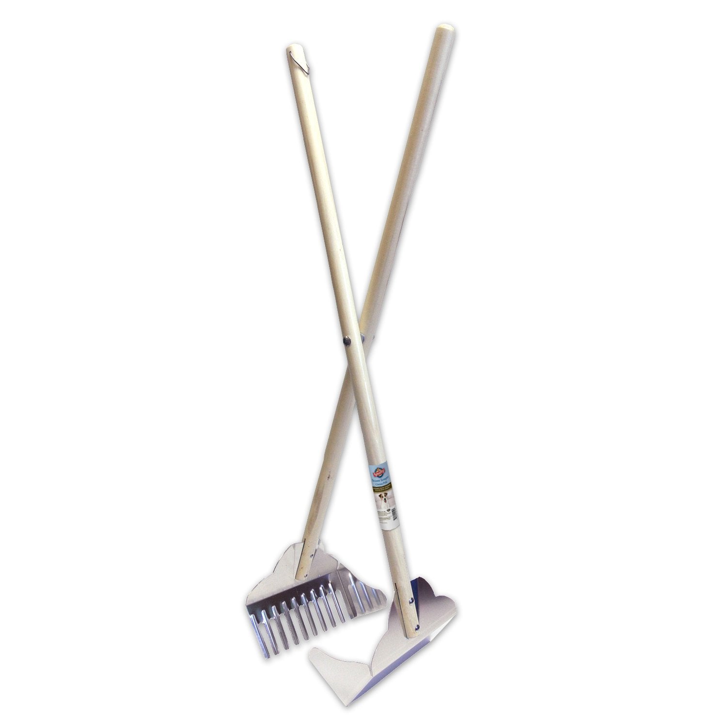 Gnawsome Spotty Scoop Tray demonstrates long-handle cleanup for easy yard waste.