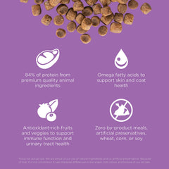First seven ingredients are premium poultry and fish in Go! Solutions Carnivore kibble.
