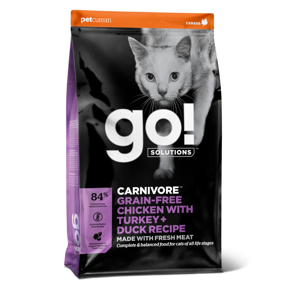 Go! Solutions Carnivore kibble ingredients highlight real meat sources for protein-packed nutrition