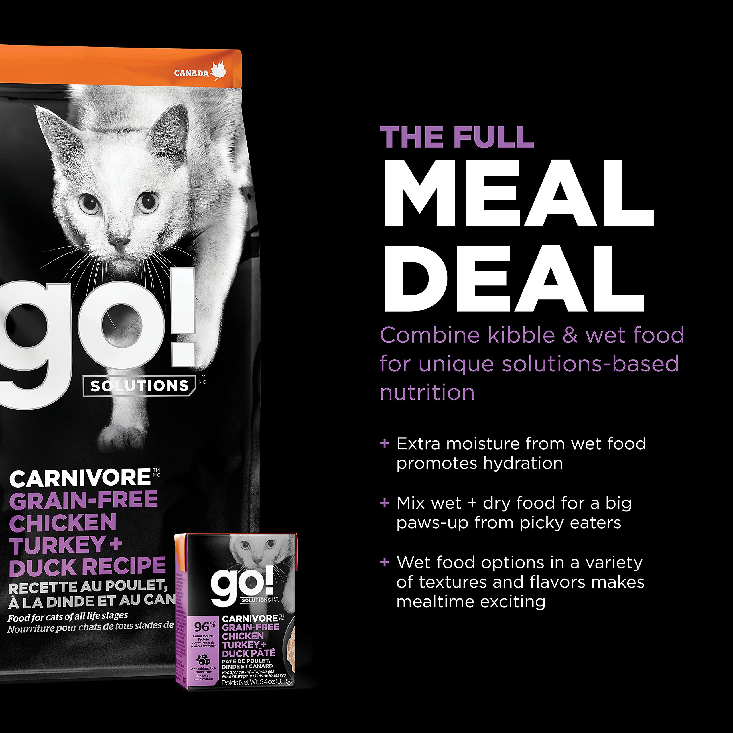 Go! Solutions Carnivore supports kittens to seniors across all life stages.