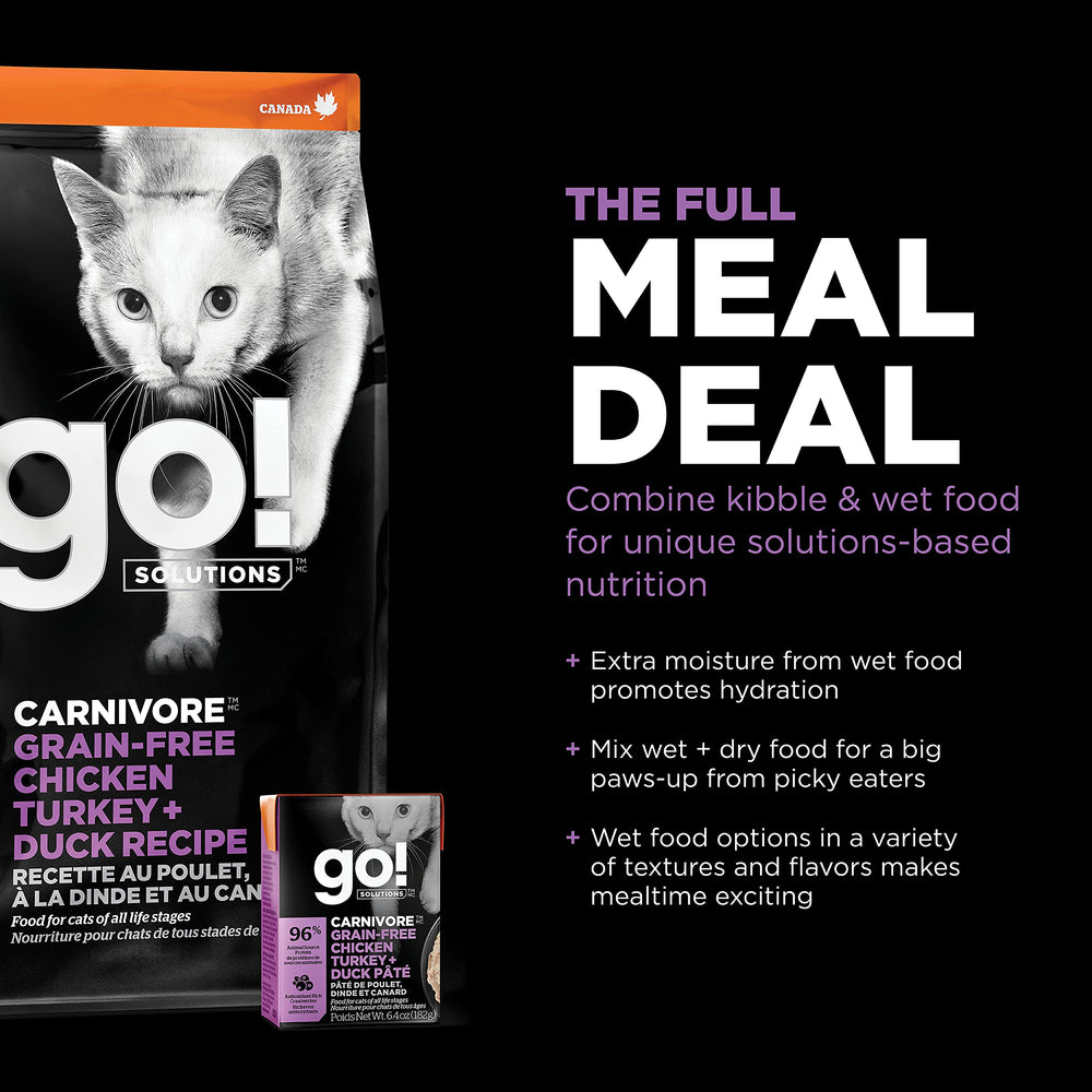 Go! Solutions Carnivore supports kittens to seniors across all life stages.