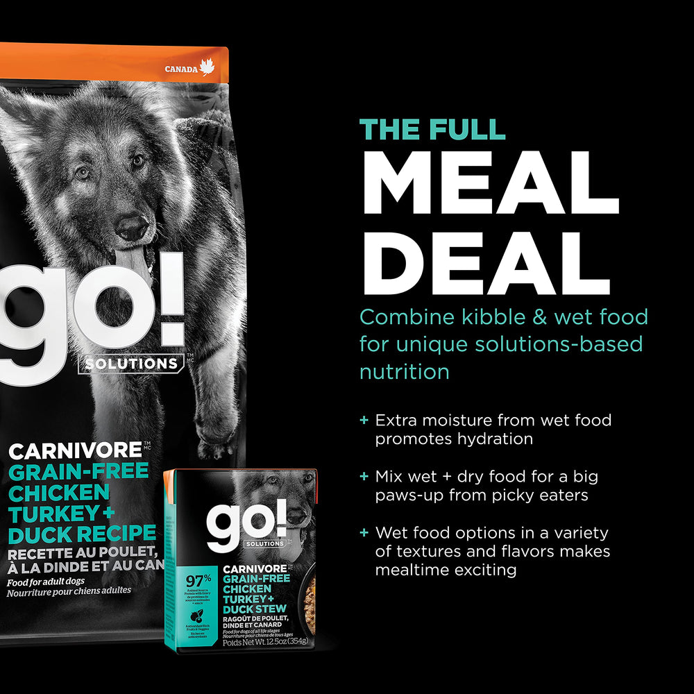 First six ingredients emphasize animal proteins in Go! Solutions Carnivore.