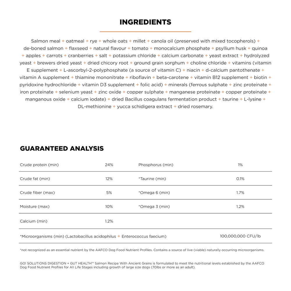Go! Solutions probiotic blend with three yeasts to support gut health.