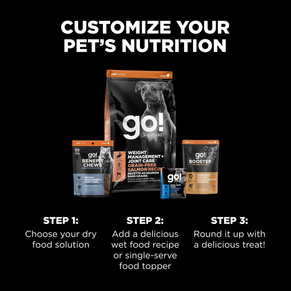 Go! Solutions grain-free formula avoids common fillers like corn, wheat, and soy.