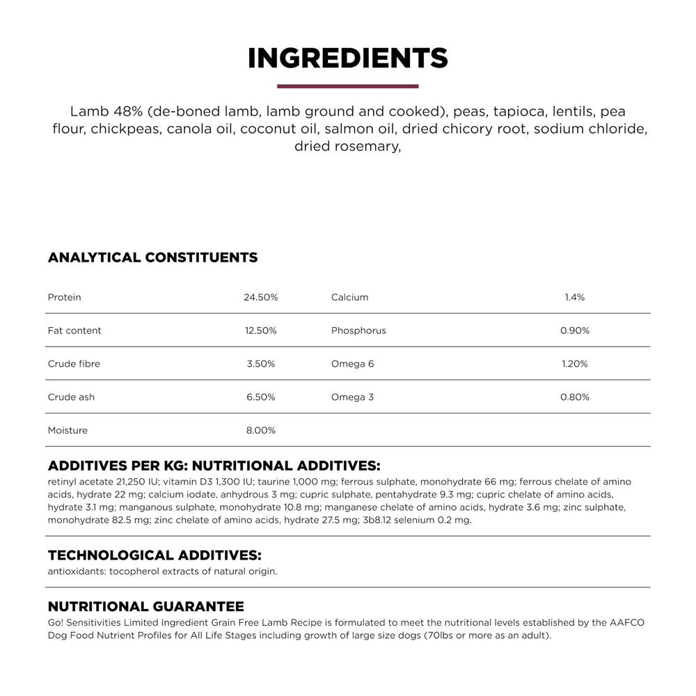 Go! Solutions Sensitivities Lamb kibble with omega fatty acids for skin health