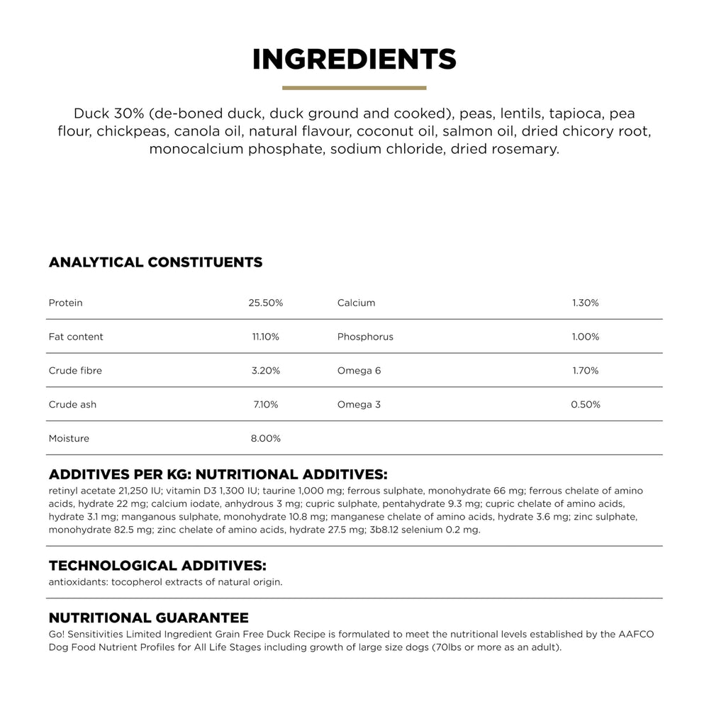 Go! Solutions Sensitivities suitable for puppies, adults, and seniors