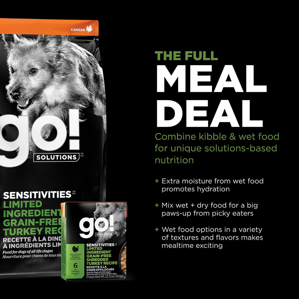 Go! Solutions Sensitivities puppy serving bowl visualizes all-life-stages nutrition