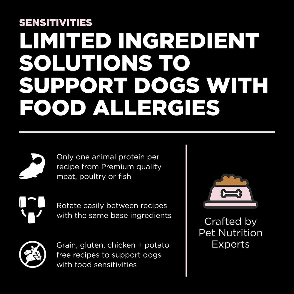 Go! Solutions Sensitivities salmon kibble texture closeup premium protein cue.