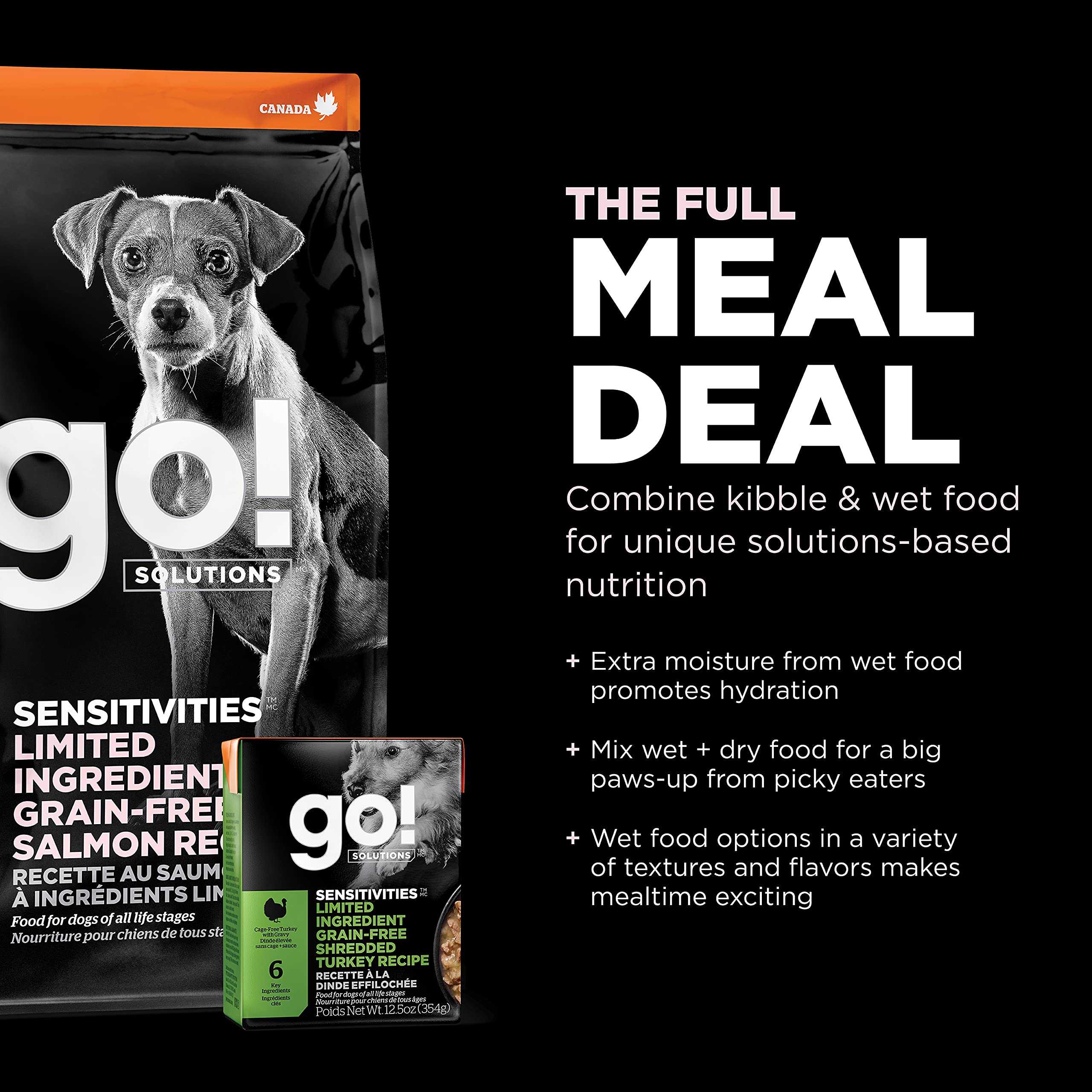 Go! Solutions Sensitivities salmon kibble life stages all dogs.