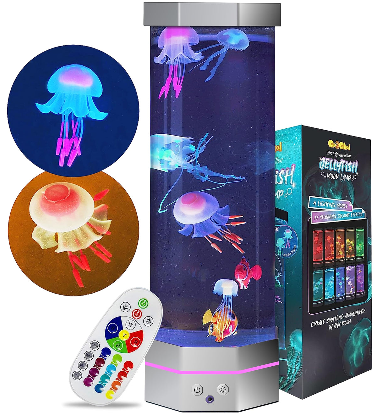 Go2Chai large jellyfish aquarium lamp with lifelike jellyfish for calming room ambience.