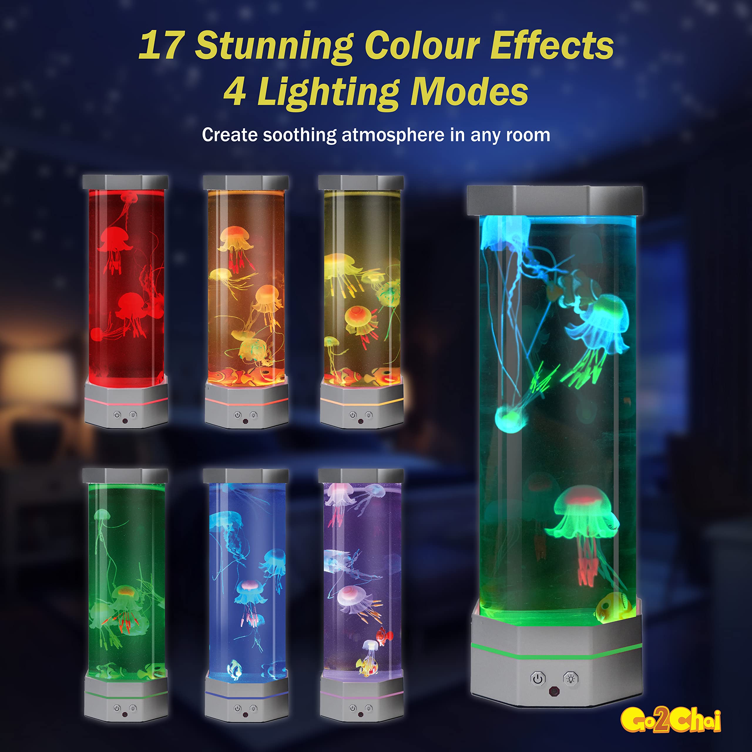 Go2Chai LED ambient aquarium light offers color effects to suit mood or party.