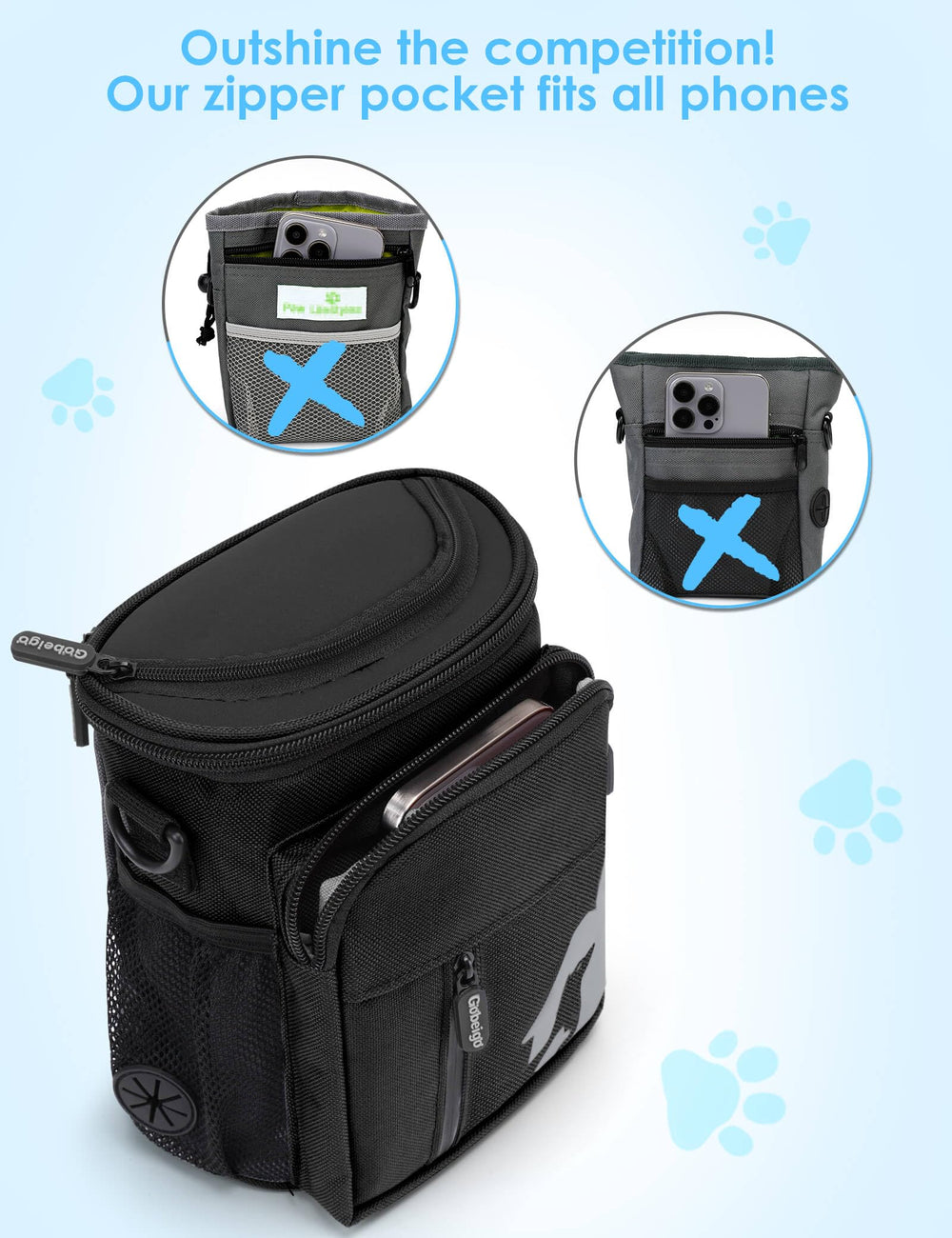 Gobeigo 8-Cup Treat Pouch multiple pockets for essentials