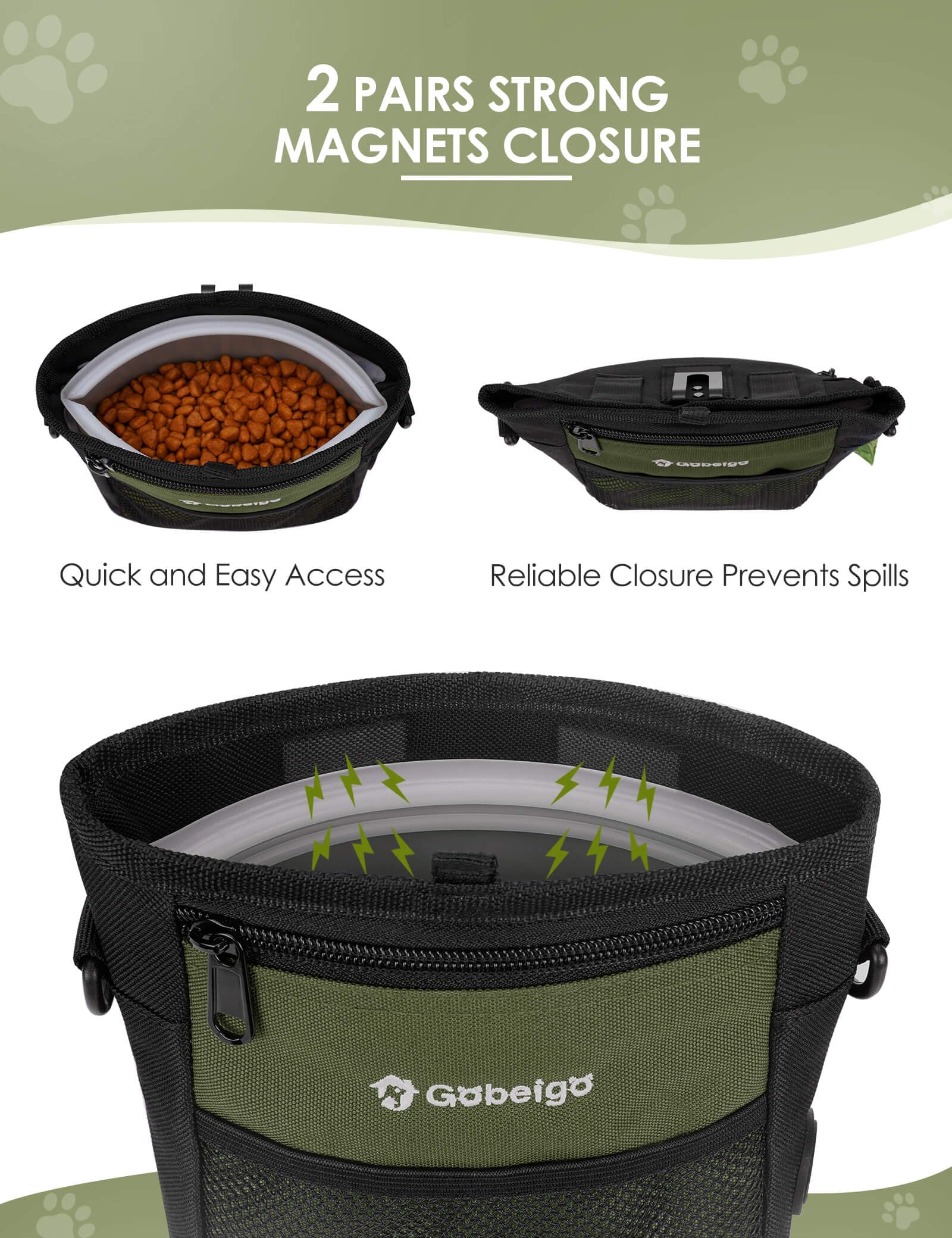 4-cup capacity pouch holds ample treats for longer walks and training sessions.