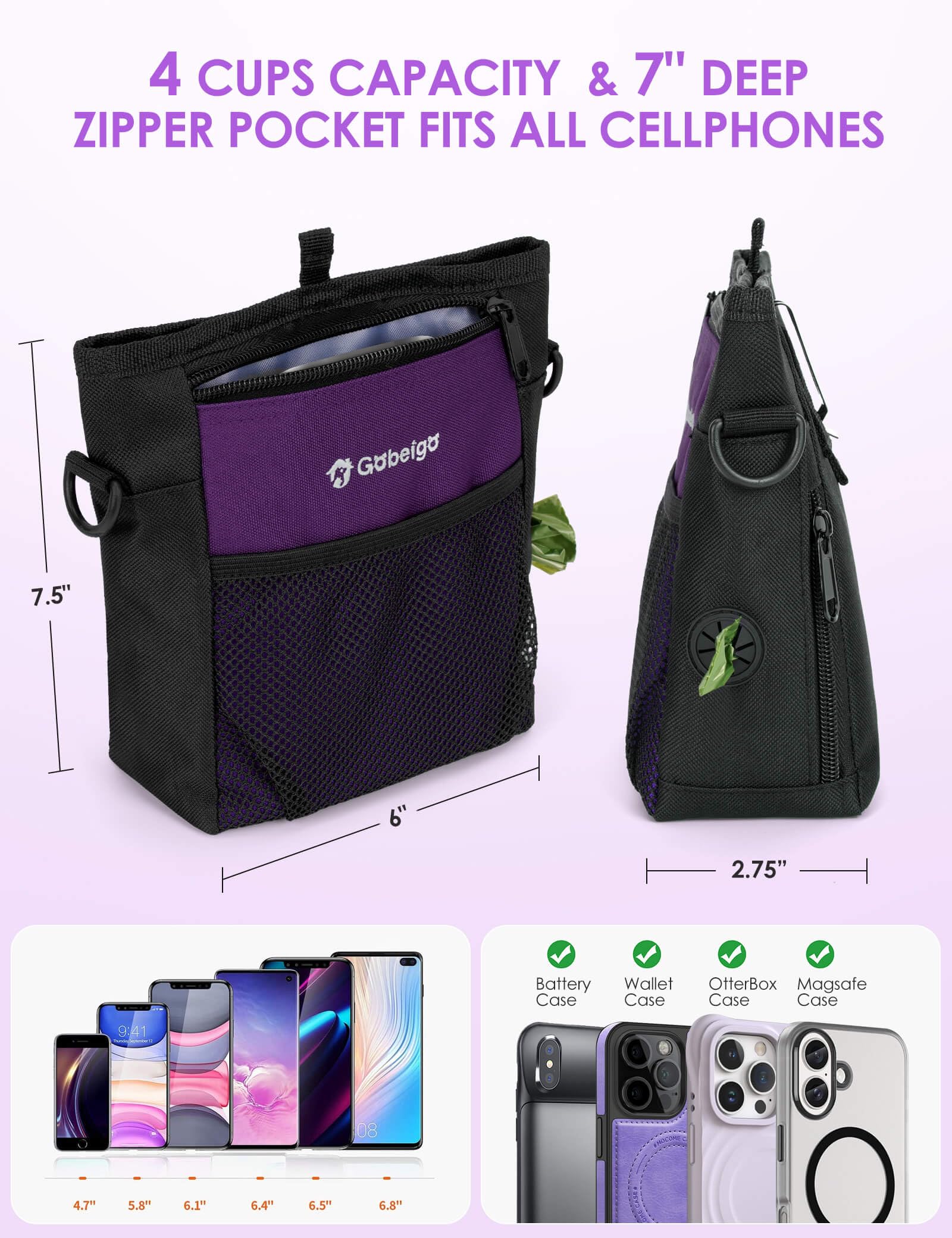 Gobeigo pouch worn as belt clip or waist bag for hands-free outings.