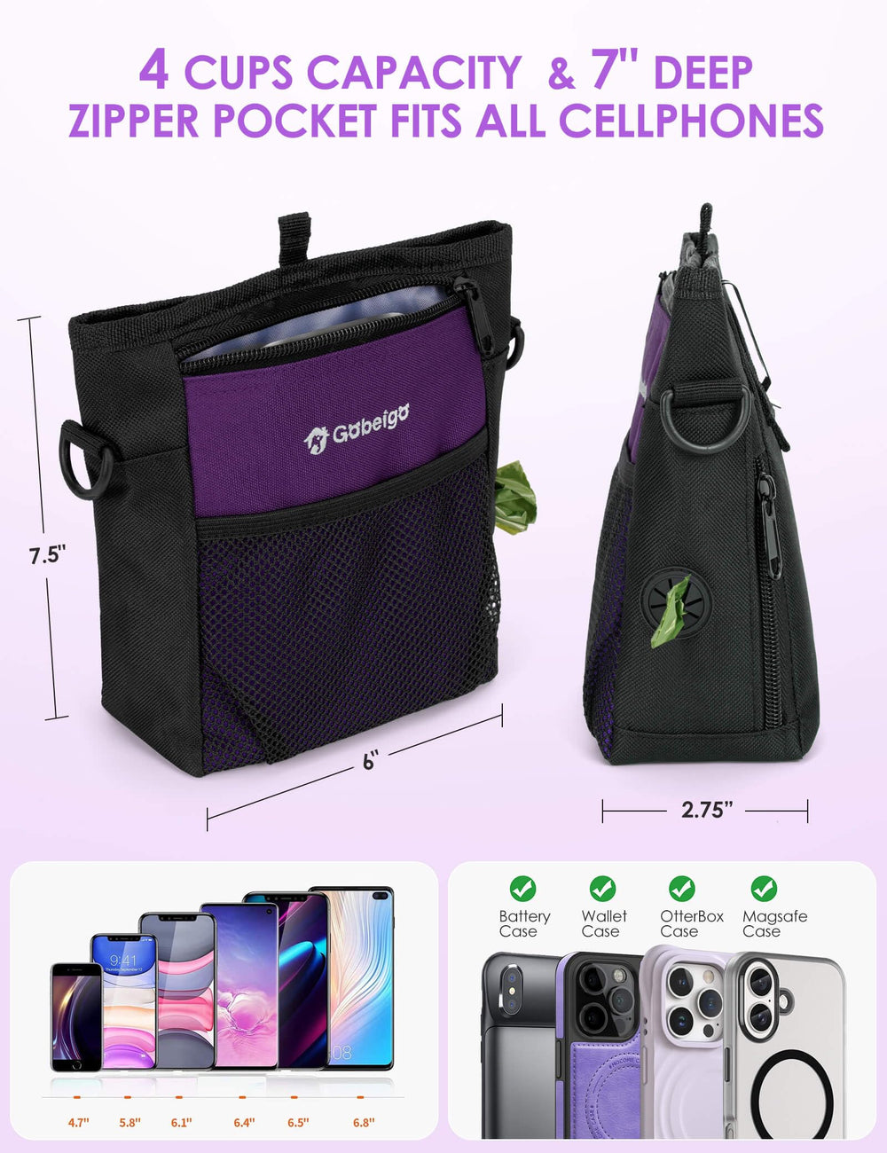 Gobeigo pouch worn as belt clip or waist bag for hands-free outings.