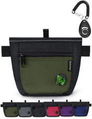 Gobeigo dog treat pouch close-up shows dual magnets for spill-free access.