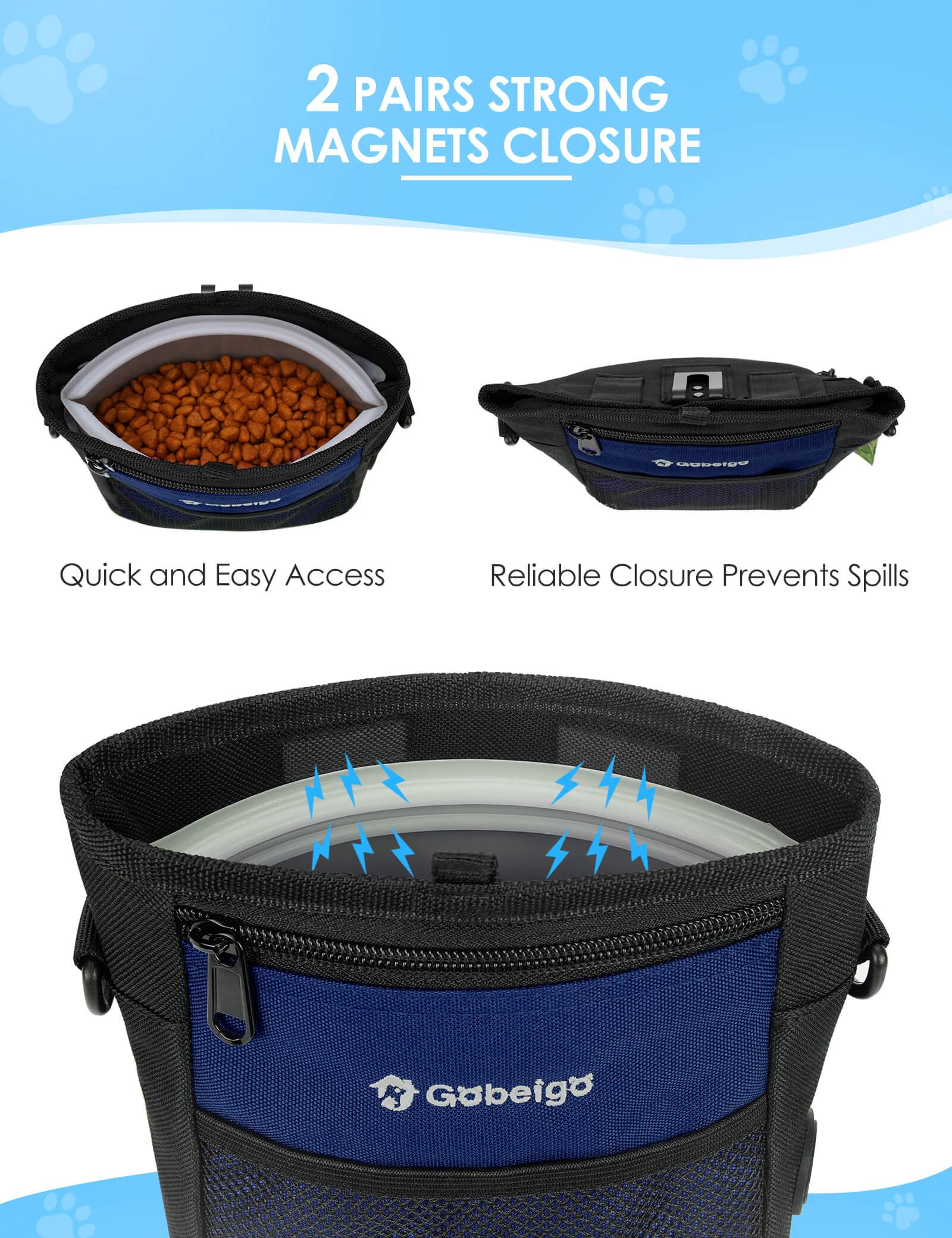 Gobeigo dog treat pouch four-cup capacity fits ample treats for training