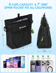 Gobeigo treat pouch front pocket demo for phone and keys on hikes.