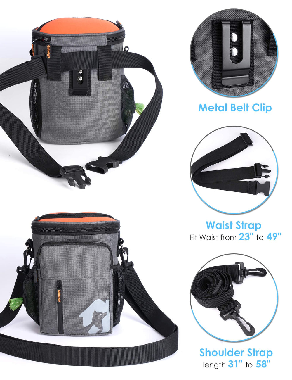 Gobeigo pocketed treat bag with phone pocket for trainings