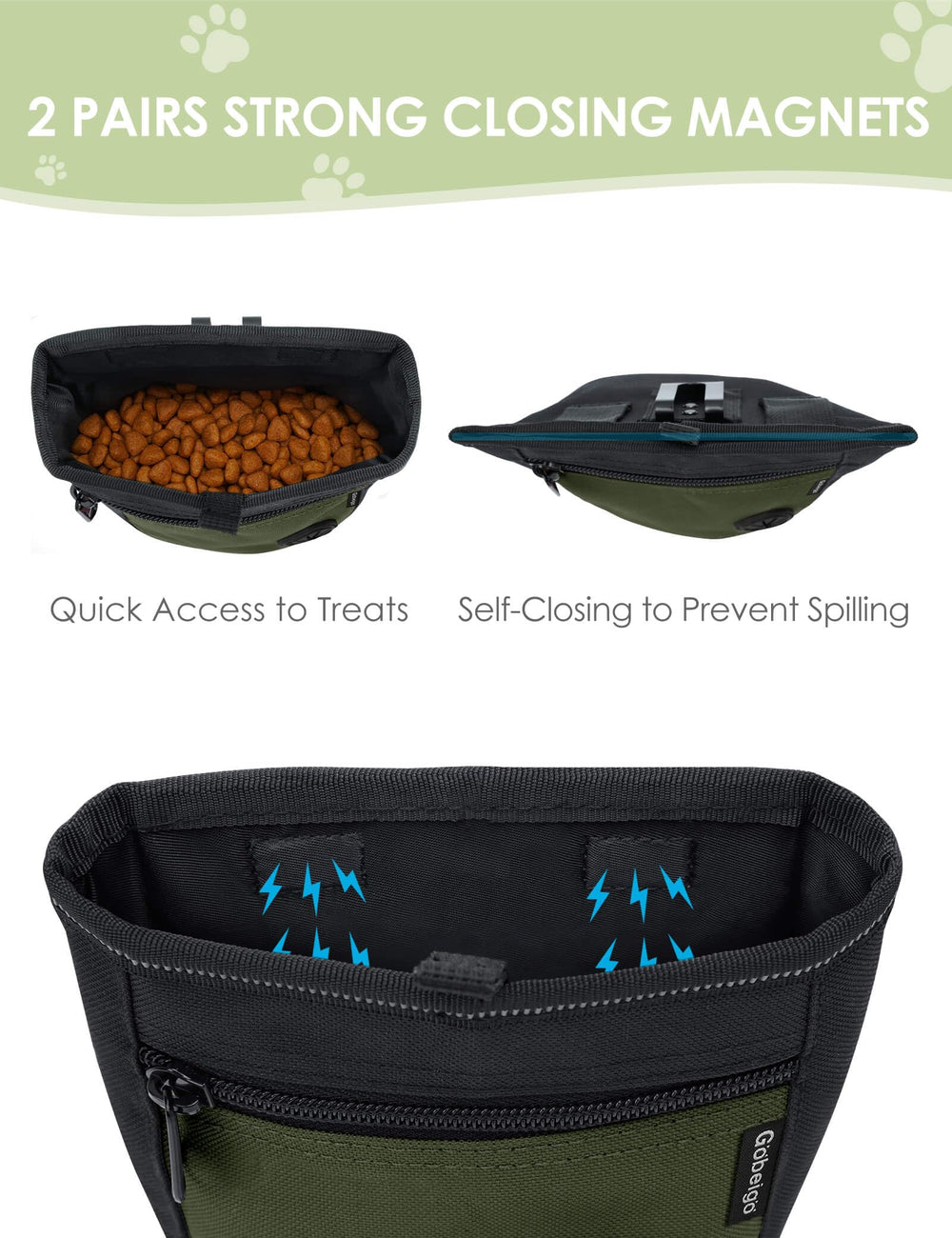 Gobeigo pouch with two-cup capacity ideal for daily walks and training.