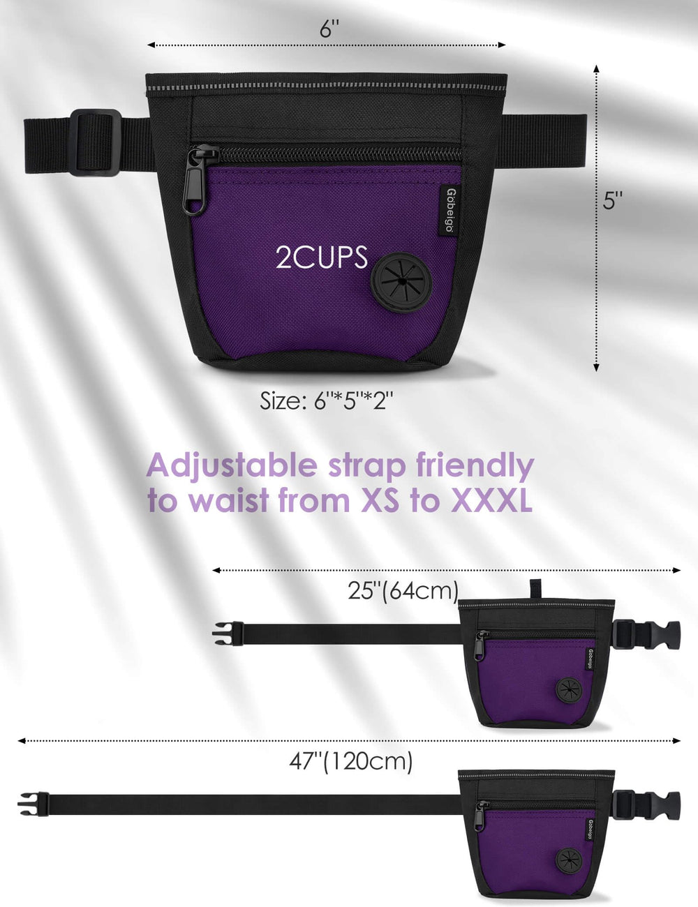 Gobeigo pouch with water-resistant lining for easy cleaning after outings.