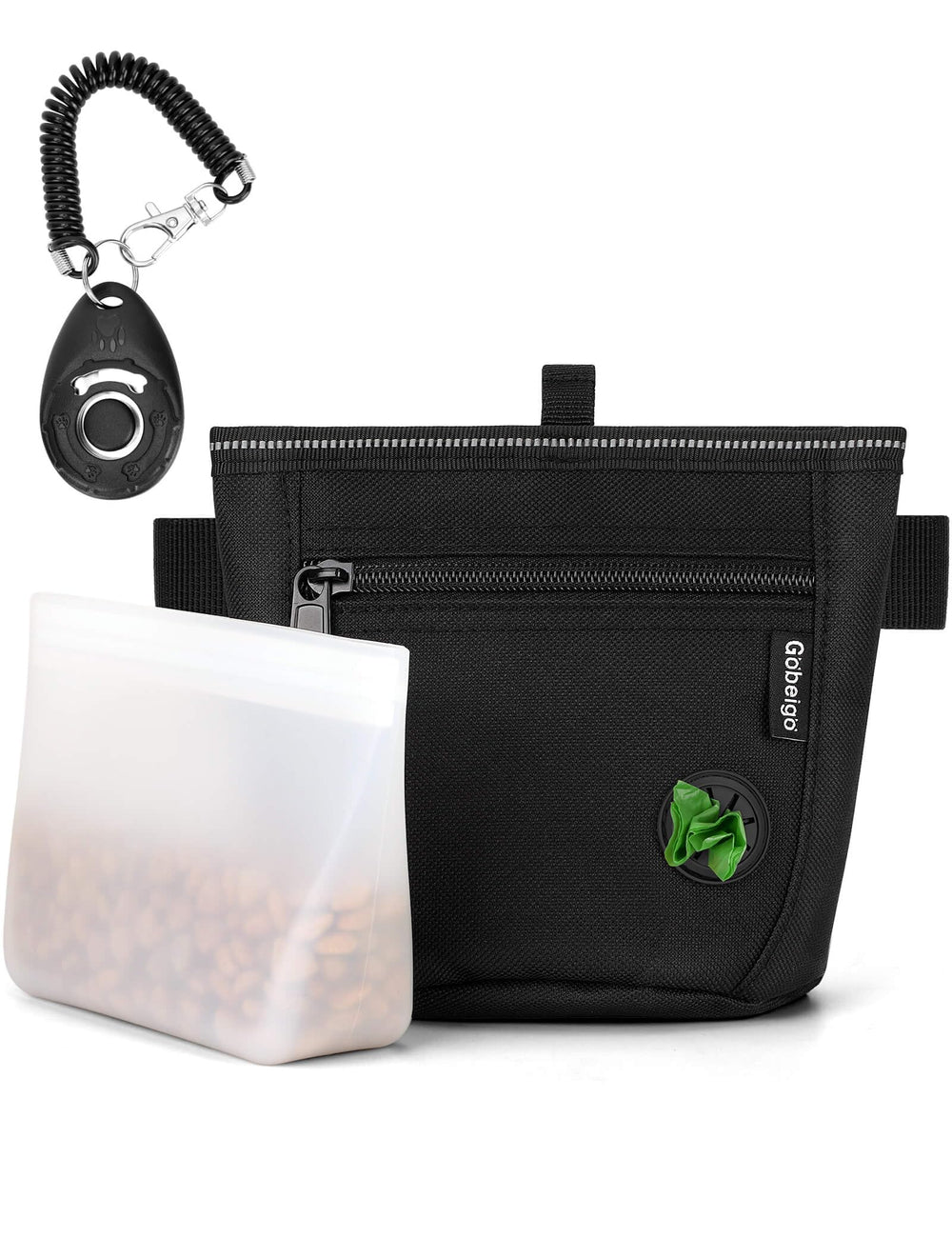 Gobeigo silicone insert bag inside the dog treat pouch keeps treats clean and fresh.