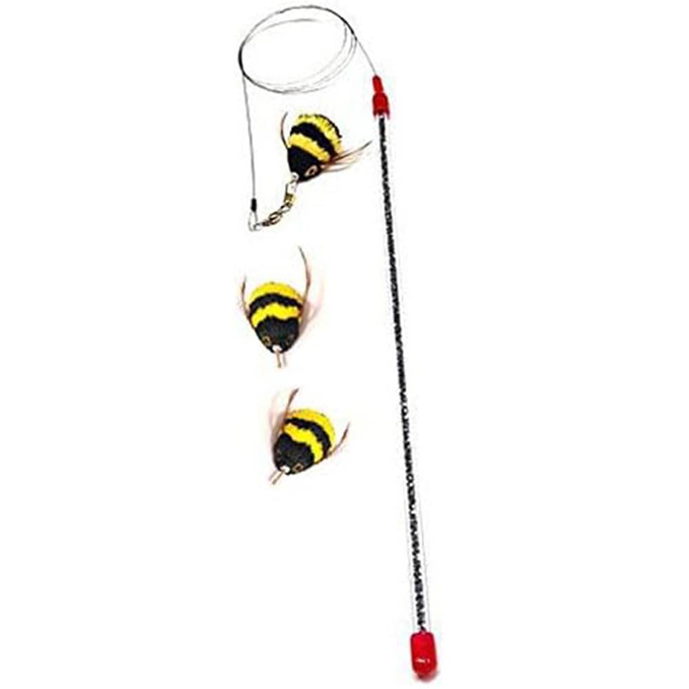 GoCat Da Bee teaser wand with glitter wand promotes interactive play for cats.