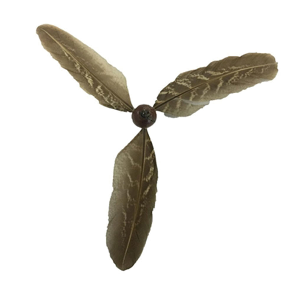 Close up of GoCat Da Purr-Peller feather propeller spinning in motion.