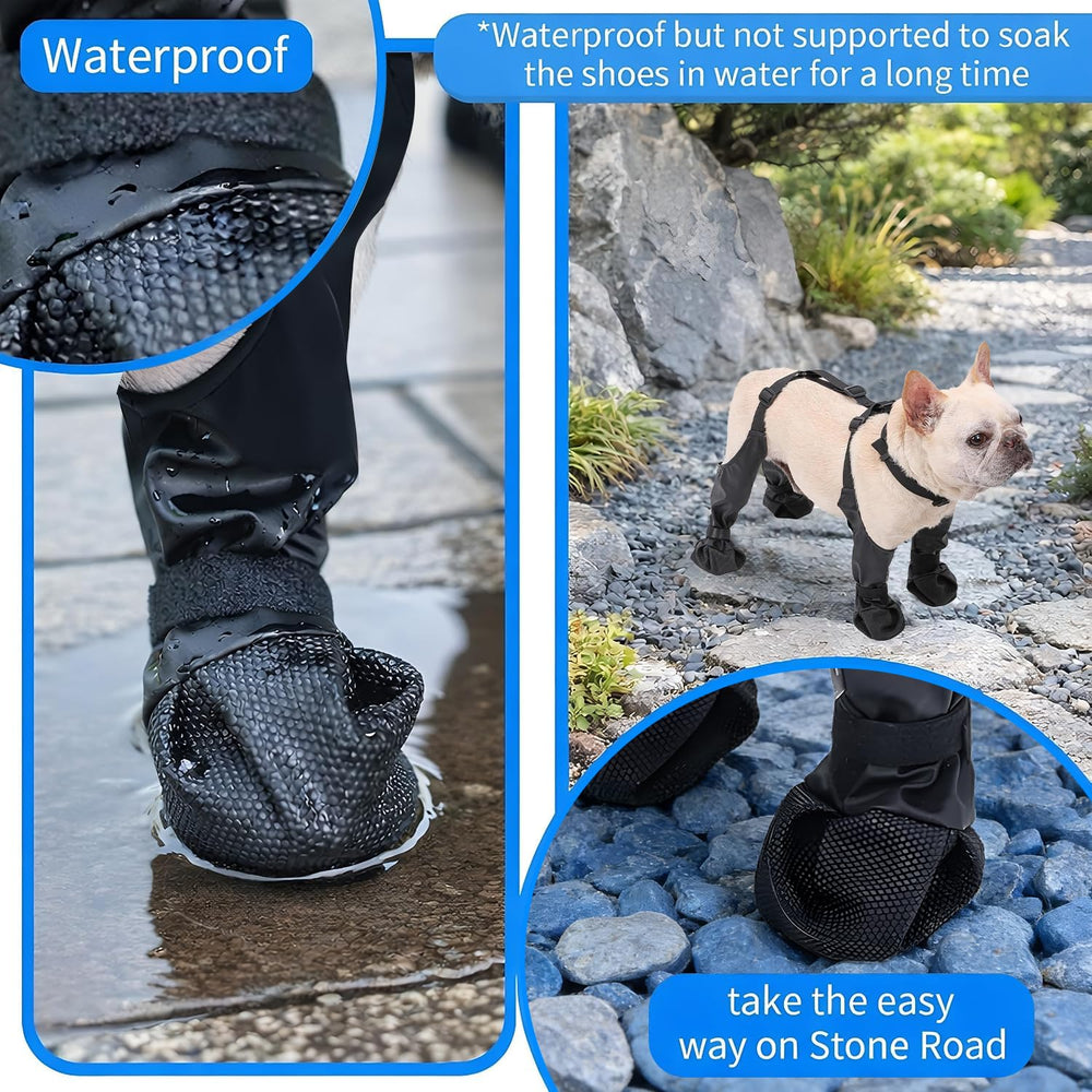 Gockeoz dog boots suspenders adjustable straps for a secure fit.