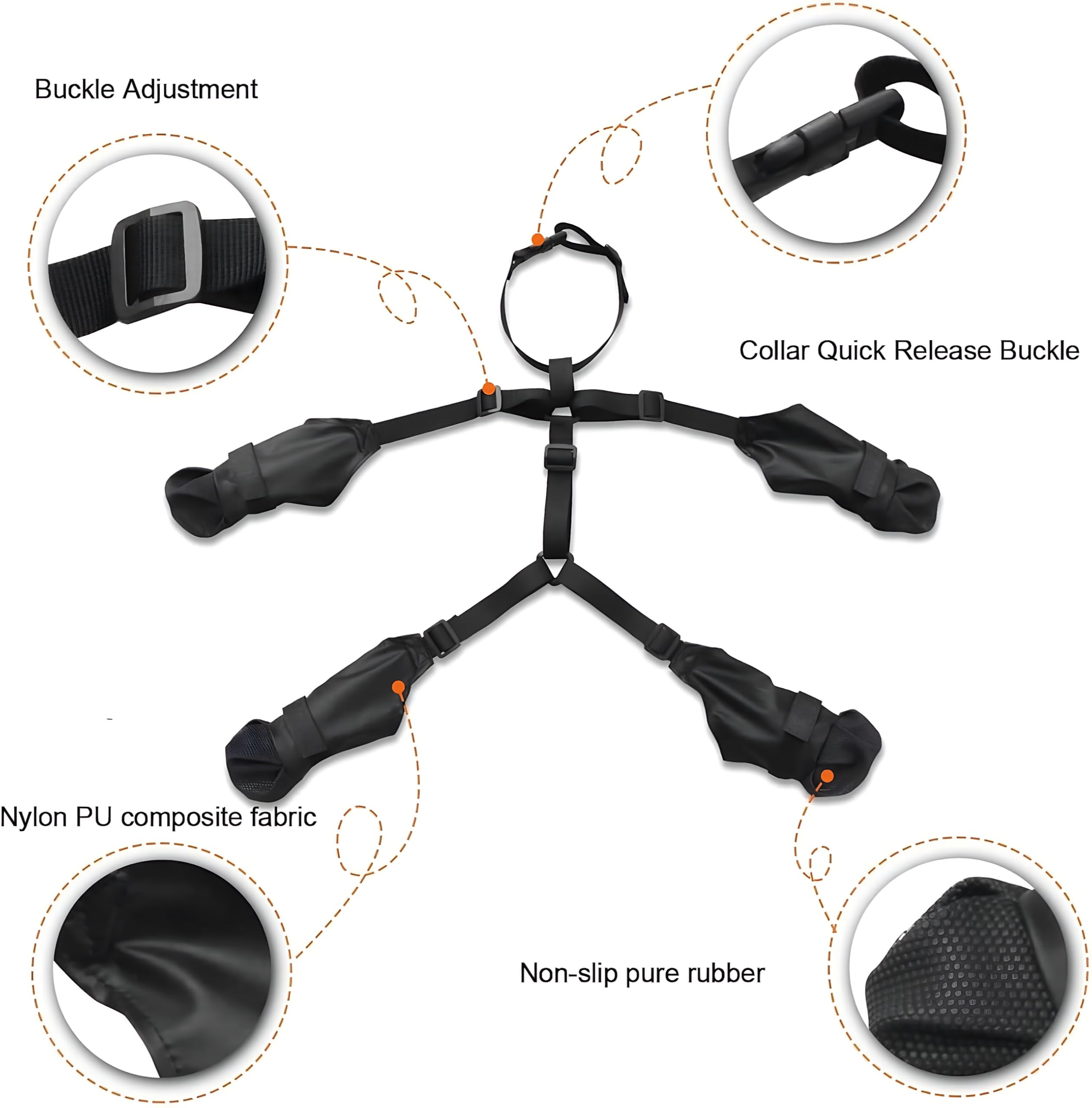 Gockeoz dog boots suspenders sized for small dogs with a comfortable wrap.