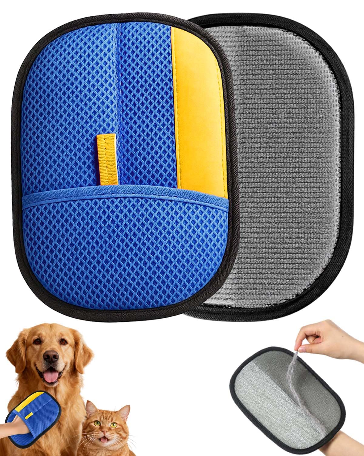 Godmifa pet hair removal glove on sofa capturing fur for quick upholstery refresh