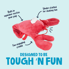 GoDog Action Plush Lobster tail-wiggle promotes active exercise and mental stimulation.