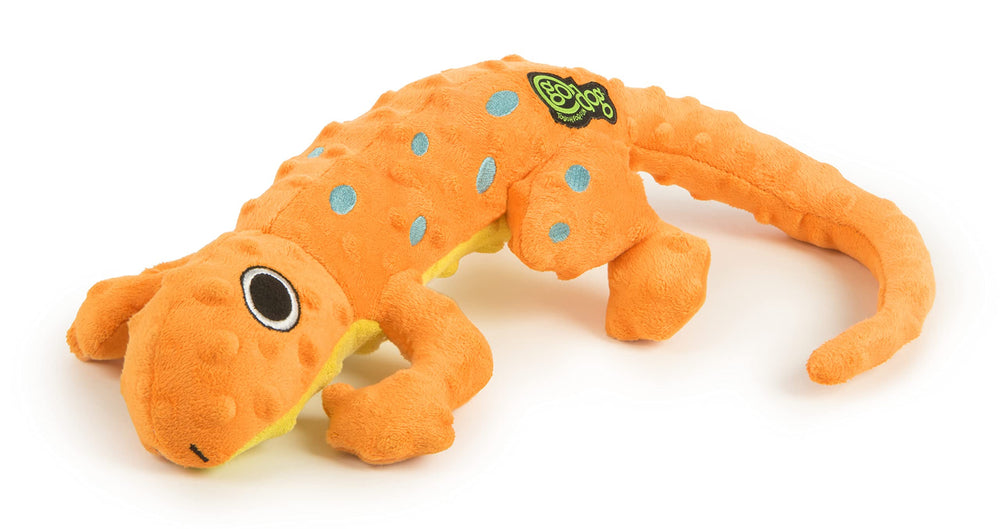 Chew Guard lining detail on GoDog Amphibianz Gecko toy in orange.